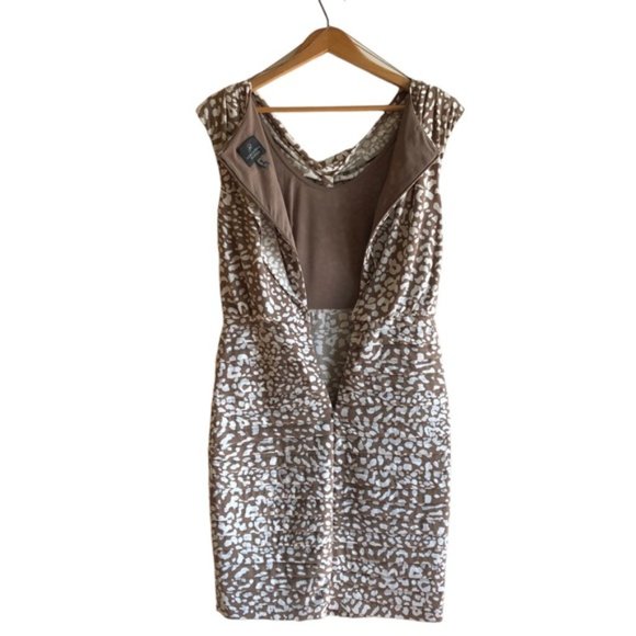 Adrianna Papell Dress Size US 4 Neutral Tan and White Animal Print - Picture 9 of 14
